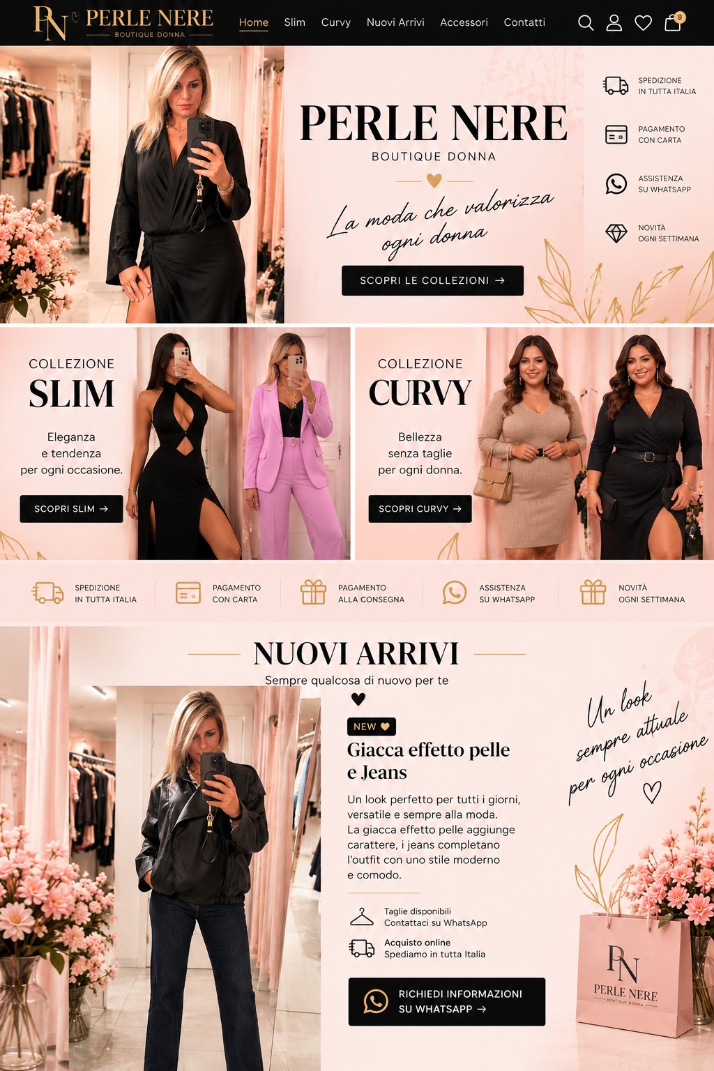 Look nero Perle Nere fotografato in boutique