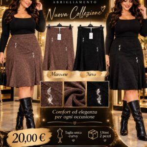 Gonna Curvy con dettagli gioiello – Marrone e nero