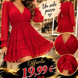 Abito rosso luminoso con balze
