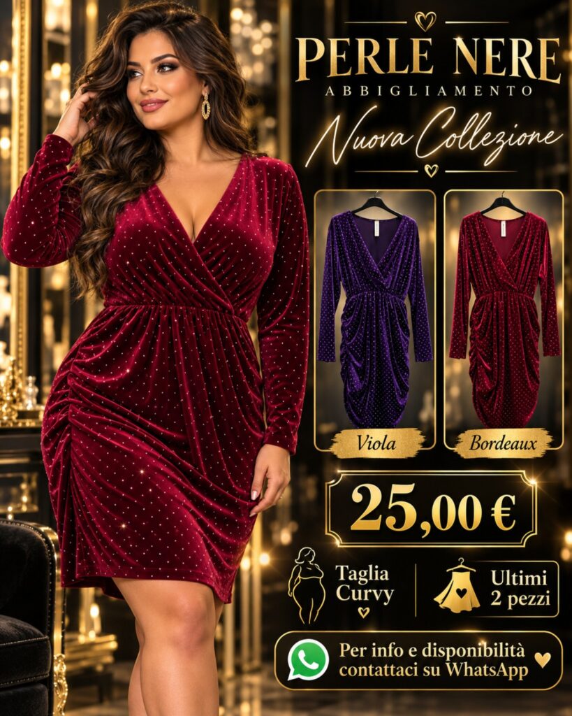 Abito Curvy luminoso in velluto – Viola e bordeaux