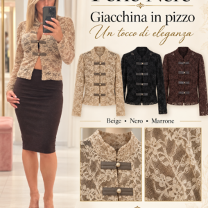 Giacchina in pizzo Perle Nere, taglia unica Slim, nei colori beige, nero e marrone
